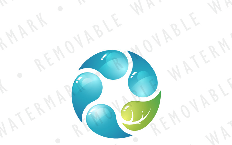 Doğal Çember Su Logo Şablonu
