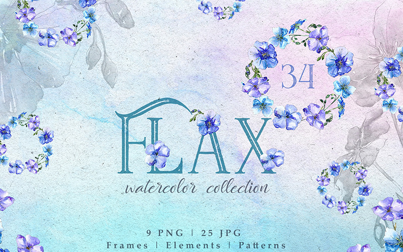 FLAX akvarell Png - illusztráció