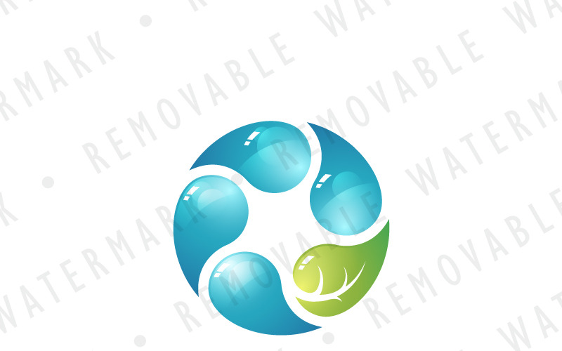 Modèle de logo de cercle naturel de l'eau