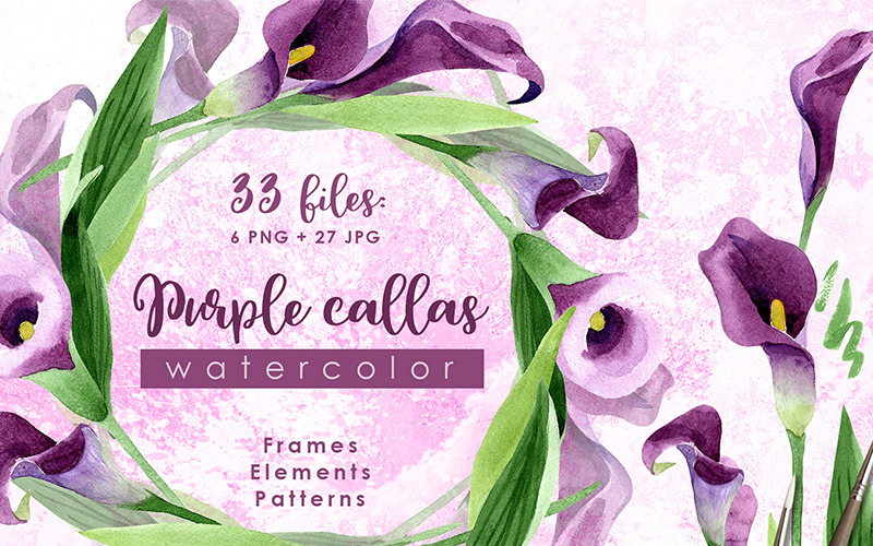 Purple Callas Watercolor png - Ilustração