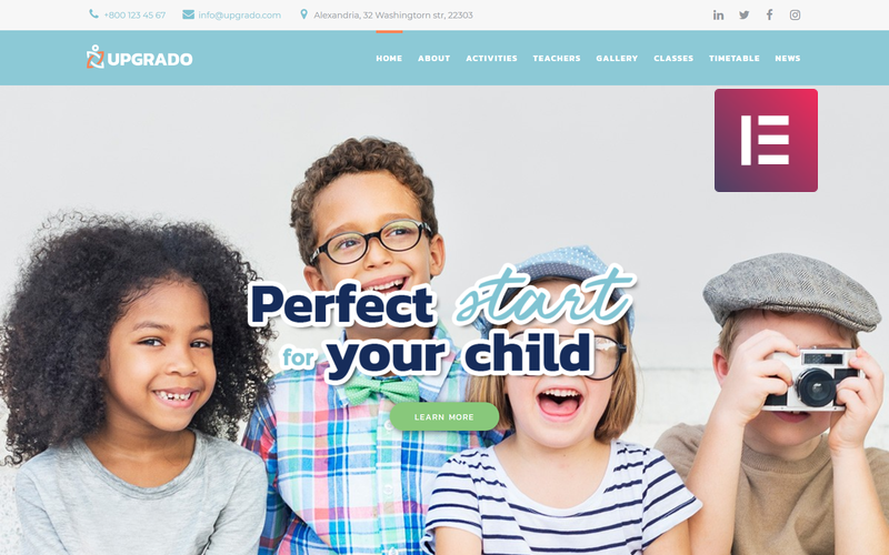 Upgrado - многоцелевая современная тема WordPress Elementor для детей
