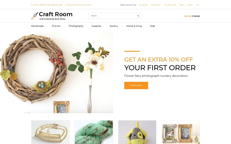 Craft Room - ręcznie robiony responsywny stylowy szablon OpenCart