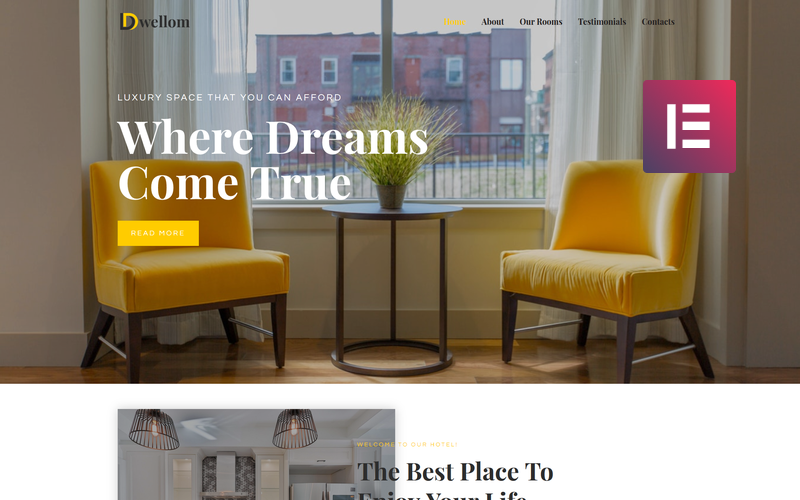 Dwellom - Thème WordPress Elementor Hotel Clean