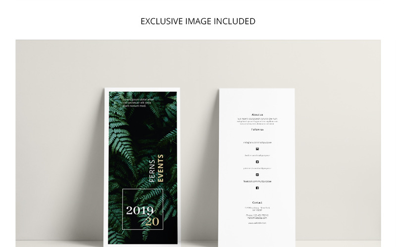 Download Фирменный стиль "Ferns Trifold Event Flyer - Corporate Identity Template" / Ferns Trifold Event Flyer - Corporate Identity Template - Фирменный стиль на тему графика trifold brochure flyer event date ferns dark natural nature launch advertising clean minimalist minimalism creative workshop seminar botanical print printable