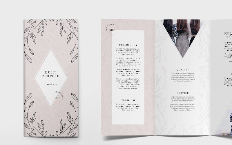 Download Фирменный стиль "Floral Trifold Flyer - Corporate Identity Template" / Floral Trifold Flyer - Corporate Identity Template - Фирменный стиль на тему графика flyer trifold brochure template flowers flower floral female lifestyle fashion multipurpose modern clean simple print printing creative design elegant beauty