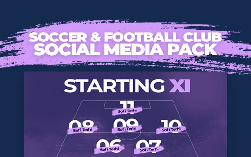 Футбол та футбольний клуб набір шаблонів соціальних медіа