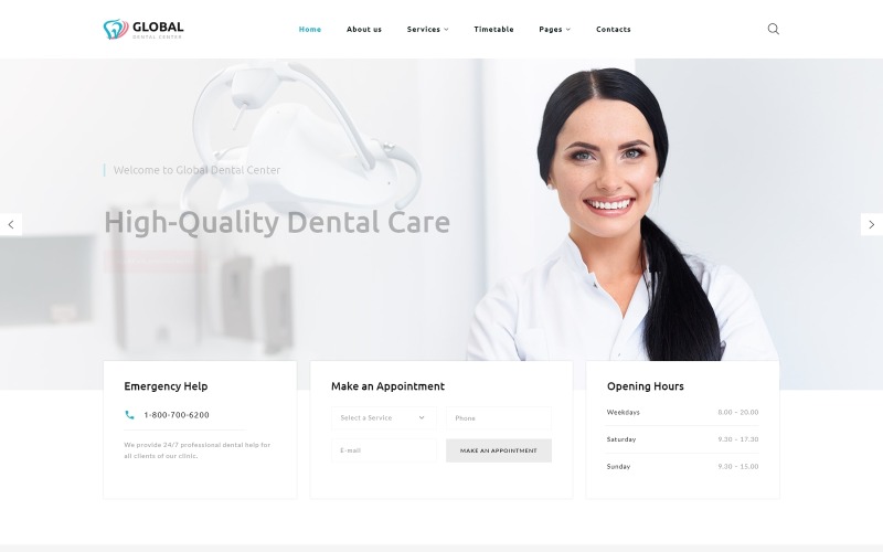 Global - Многостраничный чистый HTML5-шаблон веб-сайта стоматологического центра