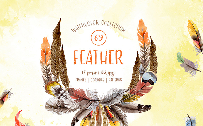 Feather Watercolor Png - Ilustrace