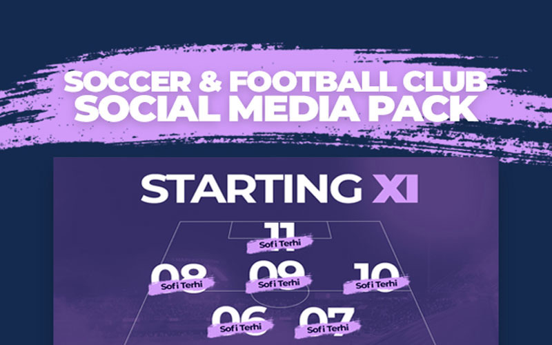 Modèle de médias sociaux du pack de club de football et de football