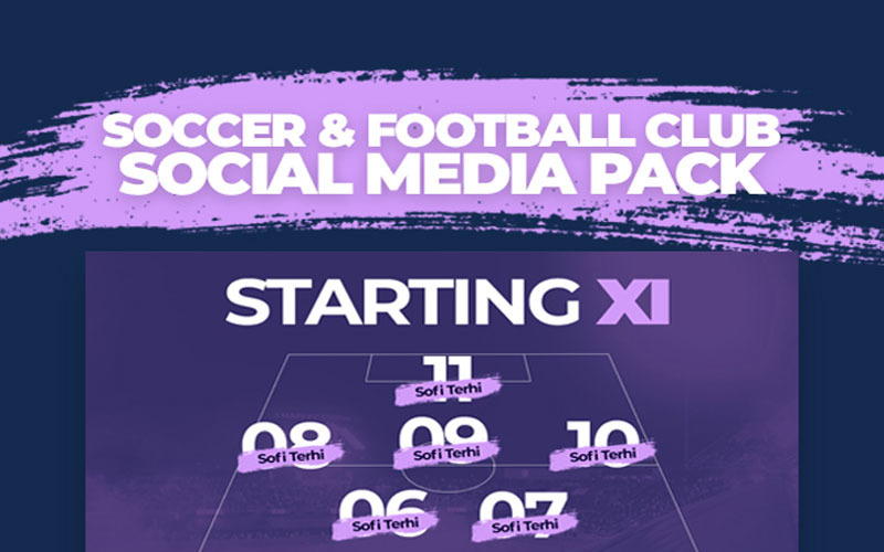 Modello di social media di Soccer & Football Club Pack