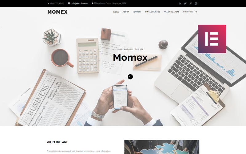 Momex - biznesowy motyw WordPress Elementor