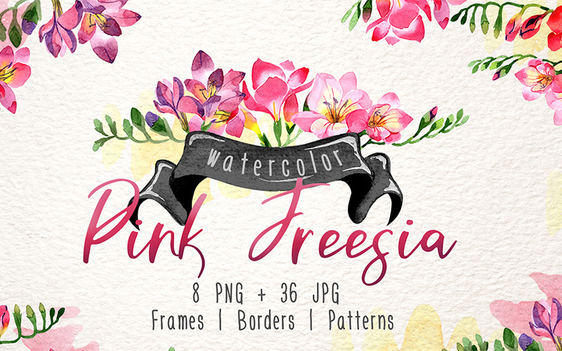 Download Иллюстрация "Pink Freesia Watercolor png - Illustration" / Pink Freesia Watercolor png - Illustration - Иллюстрация на тему графика pink freesia watercolor png