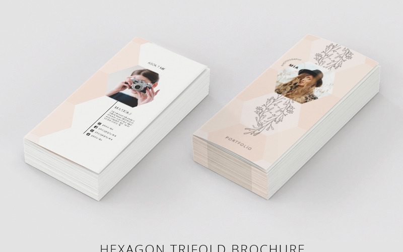 Download Фирменный стиль "Portfolio Trifold Flyer Hexagon - Corporate Identity Template" / Portfolio Trifold Flyer Hexagon - Corporate Identity Template - Фирменный стиль на тему графика trifold brochure flyer hexagon portfolio lifestyle fashion product advertising multipurpose clean minimalist minimalism creative a4 us letter floral flowers beauty