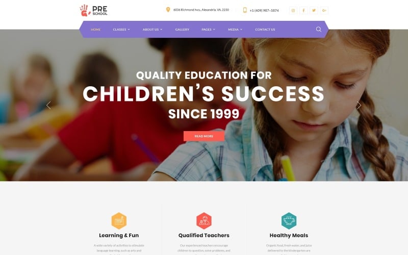 Préscolaire - Modèle de site Web HTML propre multipage éducatif