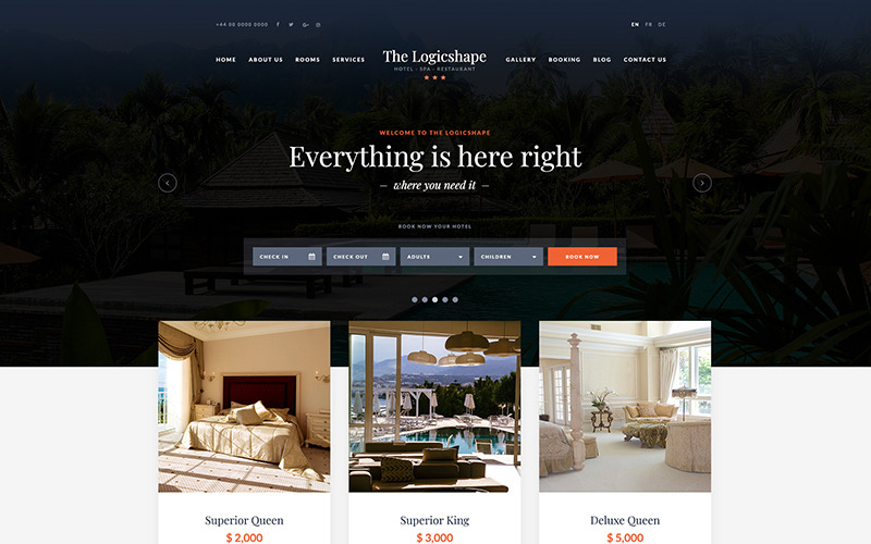 Download PSD шаблон "The Logicshape | Hotel, SPA & Restaurant PSD Template" / The Logicshape | Hotel, SPA & Restaurant PSD Template - PSD шаблон на тему графика hotel spa restaurant psd