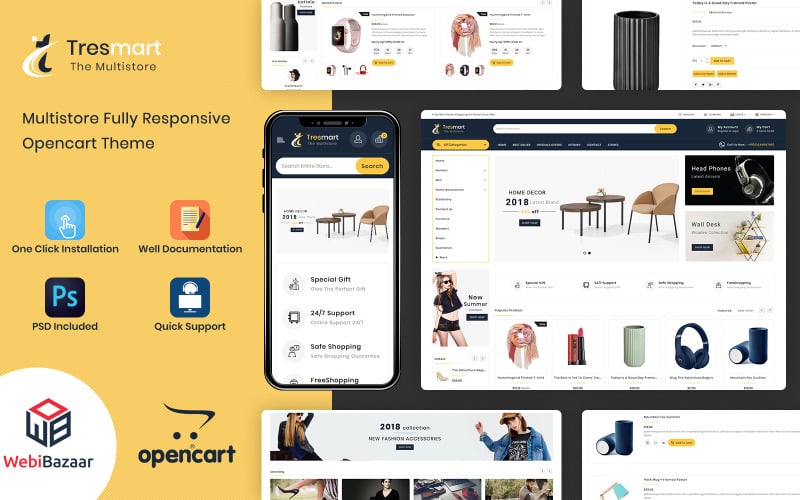 Tresmart - Einkaufszentrum OpenCart Vorlage