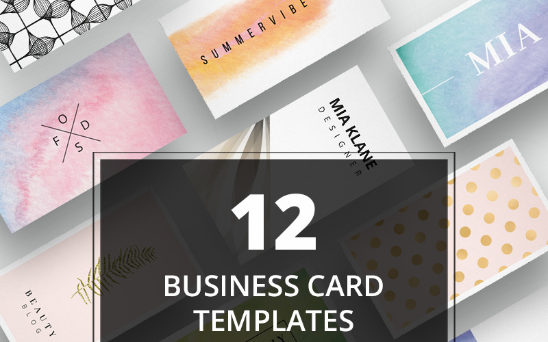 Download Бандл дизайнов №2 визиток / Business Card + images No. 2 - Corporate Identity Template - Фирменный стиль на тему графика business card template beauty fashion lifestyle name personal minimalist minimalism clean simple creative abstract set collection bundle watercolor watercolour modern