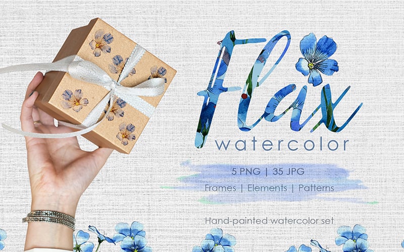 Flax Blue Watercolor Png - Illustration