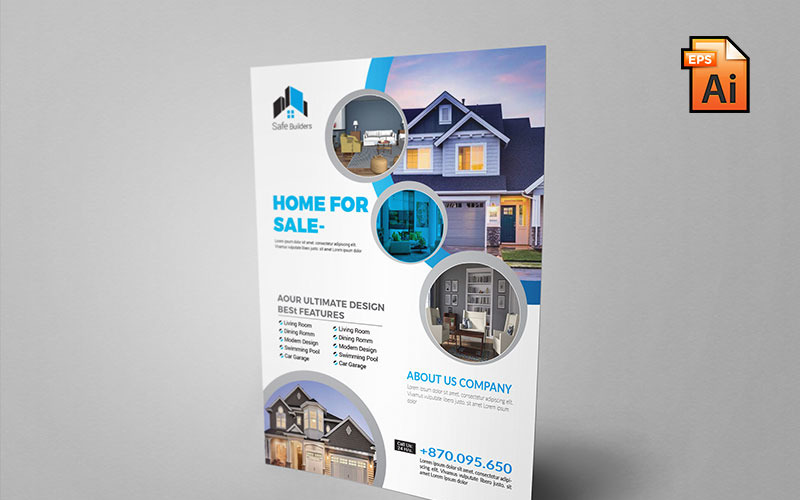 Download Фирменный стиль "Home Sale Business Flyers - Corporate Identity Template" / Home Sale Business Flyers - Corporate Identity Template - Фирменный стиль на тему графика flyer corporate artistic blue building computer graph graphic green hi-quality id kit internet logo modern multimedia official photo play prin