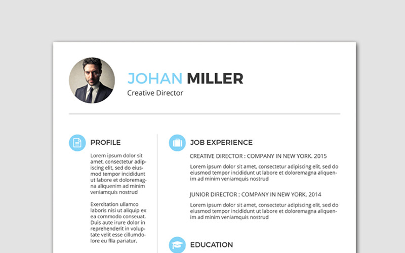 Download Резюме "Johan Miller Resume Template" / Johan Miller Resume Template - Резюме на тему графика resume cv portfolio design creative professional new premium diy editable job office modern clean minimal