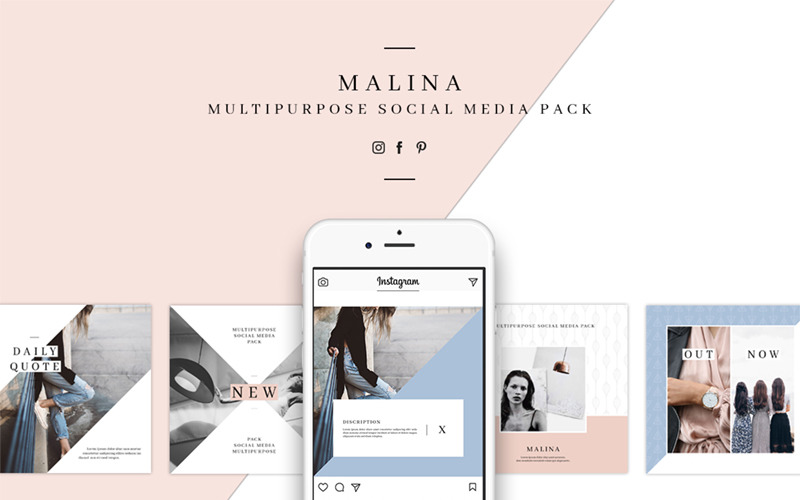 Download Malina — 20 паттернов для соцсетей / MALINA  Pack & 20 Pattern Social Media Template - Шаблон для соцсетей на тему графика social media template instagram pinterest facebook minimalist minimalism clean simple modern female seamless patterns bundle post posts beauty fashion lifestyle
