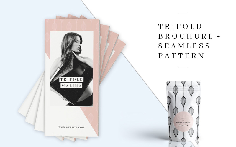 Download Фирменный стиль "MALINA Trifold Brochure + Pattern - Corporate Identity Template" / MALINA Trifold Brochure + Pattern - Corporate Identity Template - Фирменный стиль на тему графика brochure flyer trifold template minimalist minimalism clean simple modern female a4 us eu letter multipurpose pattern beauty fashion lifestyle feminine