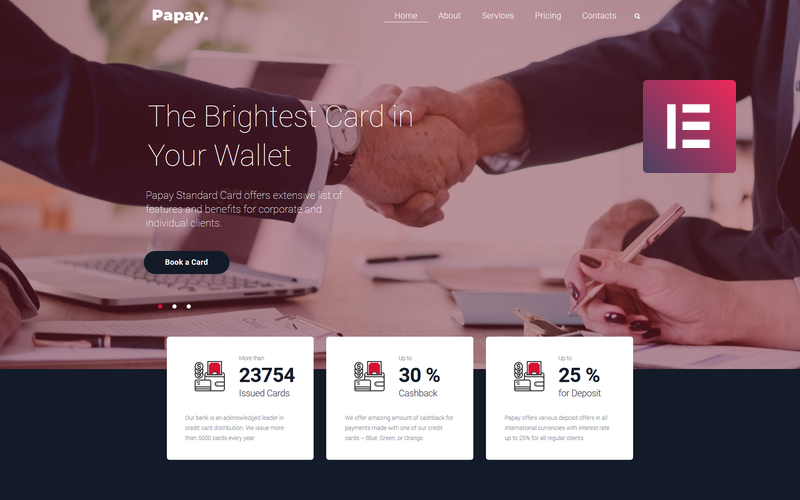 Papay - bankovní služby Multi-Concept Classic WordPress Elementor Theme