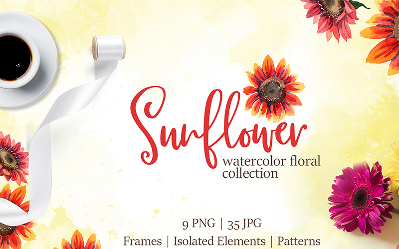 Acquerello di girasole png - Illustrazione