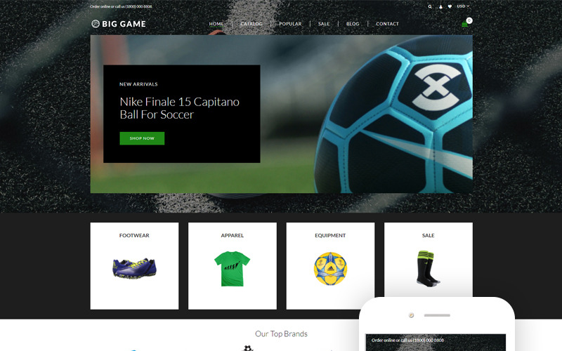 Big Game - Fotbollsbutik Modernt Shopify-tema