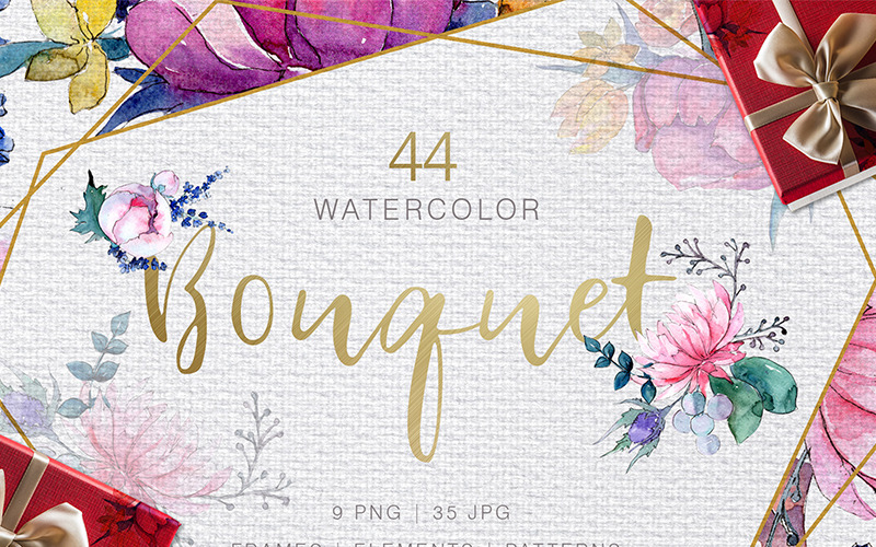 Bouquet Super Duper Watercolor png - Illustration