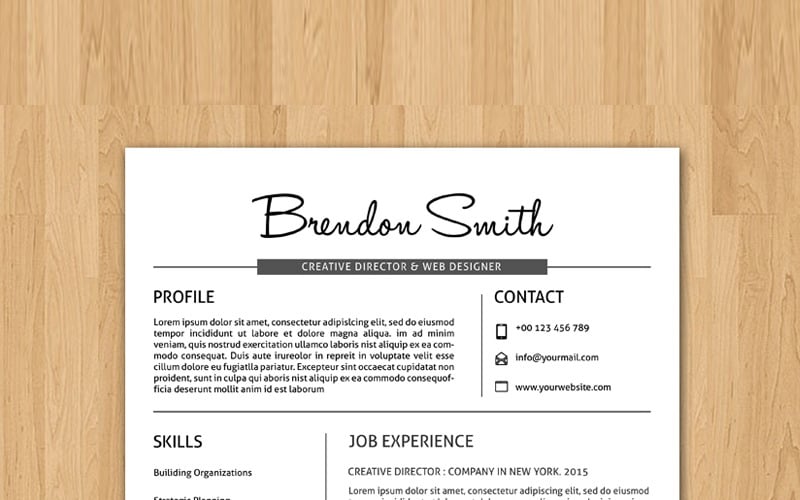 Modèle de CV professionnel Brendon Smith
