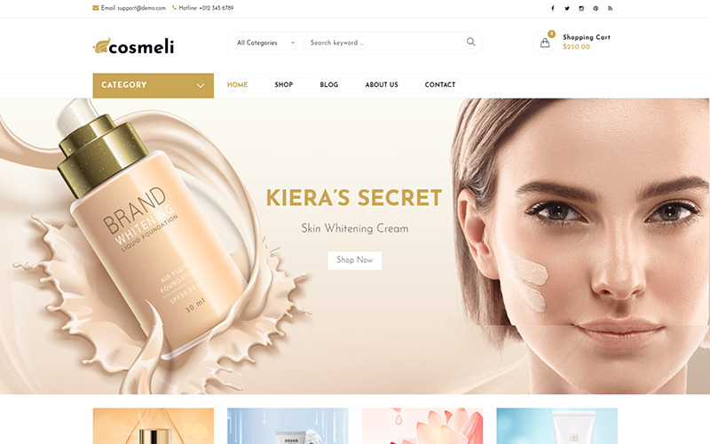 Cosmeli - Kosmetika a krása pro WordPress. Téma WooCommerce