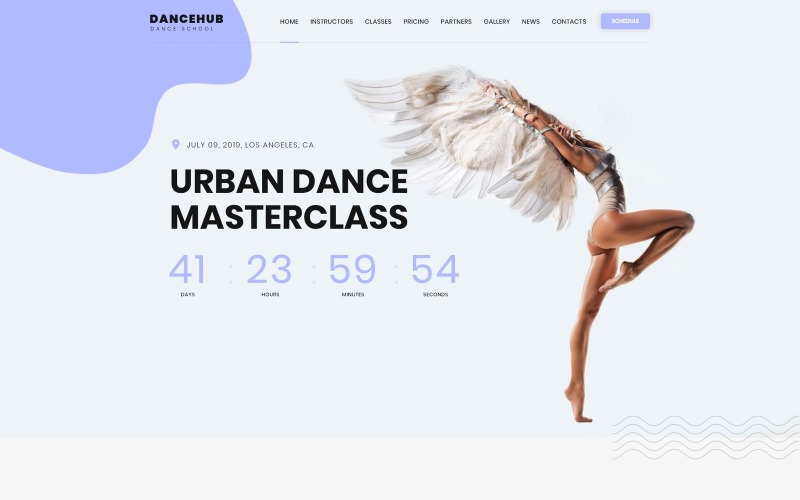 Dancehub - modelo clássico de página inicial em HTML de uma página do Dance Studio
