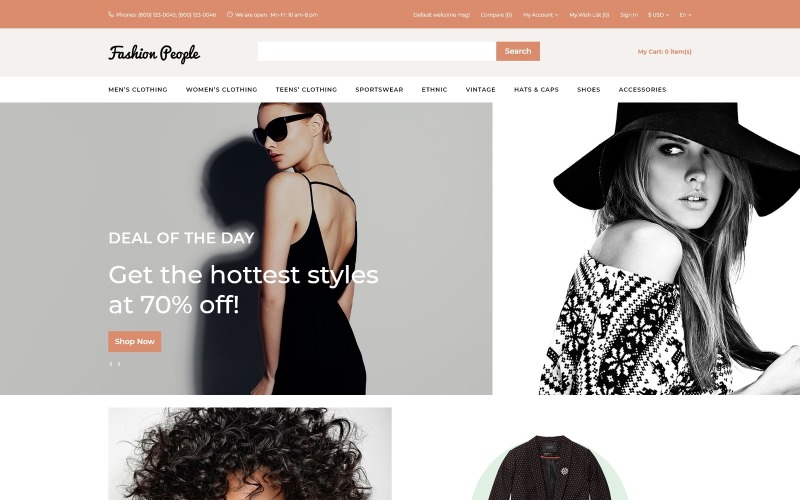 Fashion People - Современный шаблон OpenCart для магазина модной одежды