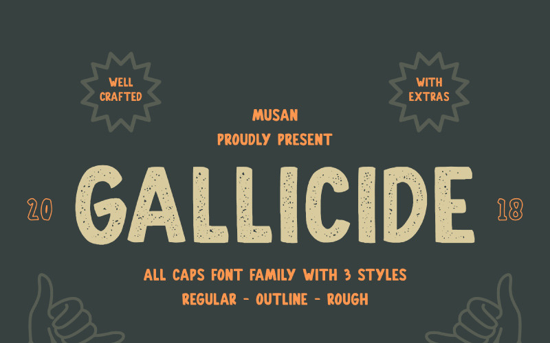 Download Шрифт "Gallicide With Extras Font" / Gallicide With Extras Font - Шрифт на тему графика vintage handmade rustic hipster vector badge template modern display swash signature luxury hand drawn signage san serif retro rough typeface