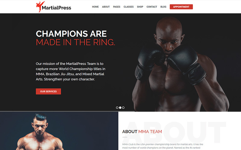 MartialPress - Téma WordPress pro školu bojových umění a klub