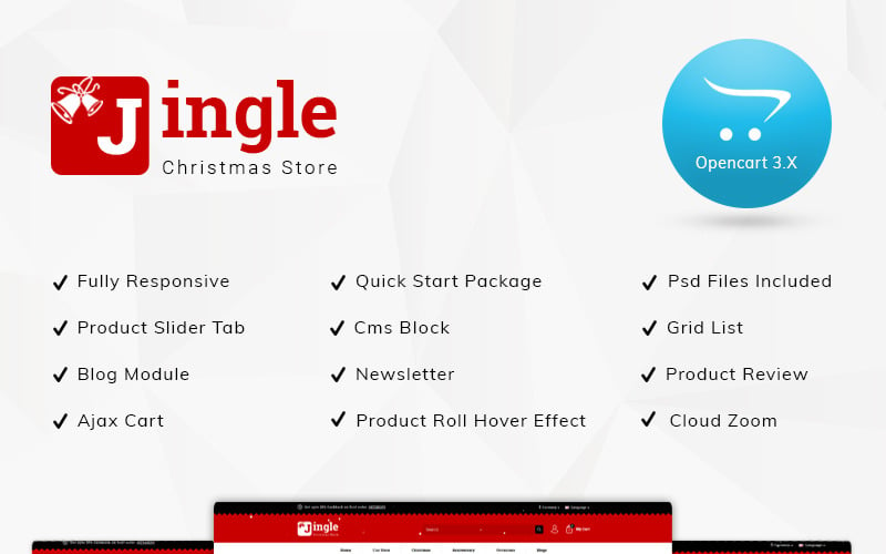 Modèle OpenCart de la boutique de cadeaux Jingle 3.x