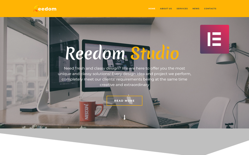 Reedom - Web Design Studio Többcélú, minimális WordPress Elementor téma