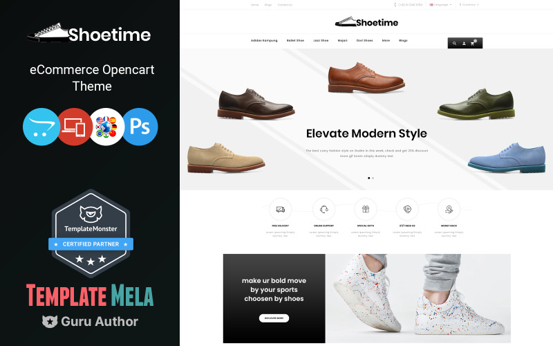 Shoetime - Modello OpenCart del negozio di scarpe