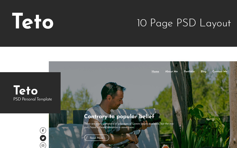 Download PSD шаблон "Teto - Personal Portfolio PSD Template" / Teto - Personal Portfolio PSD Template - PSD шаблон на тему графика blog blogging clean creative minimal modern photography psd design portfolio personal