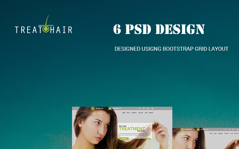 treatHair - багатоцільова клініка для волосся PSD шаблон