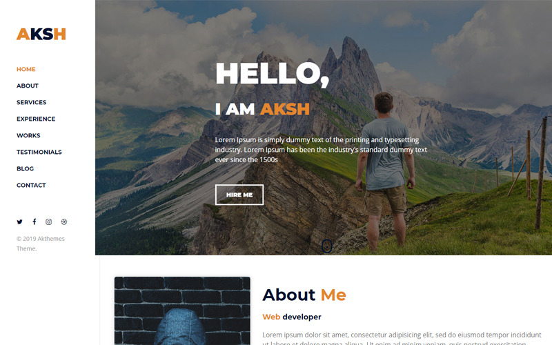 Aksh - Шаблон цільової сторінки персонального портфоліо
