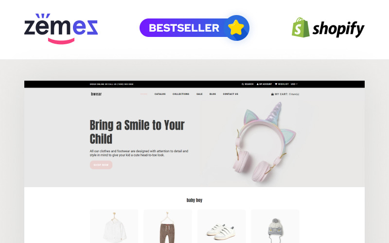 магазин детской одежды modern shopify тема