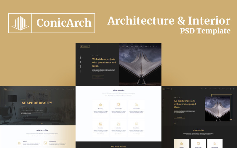 ConicArch - Архітектура та інтер'єр PSD шаблон