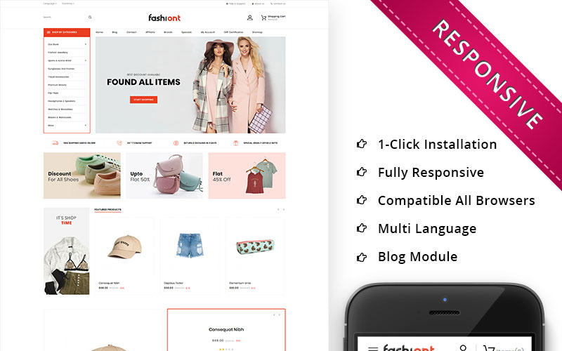 Fashiont - адаптивний шаблон OpenCart для магазину моди