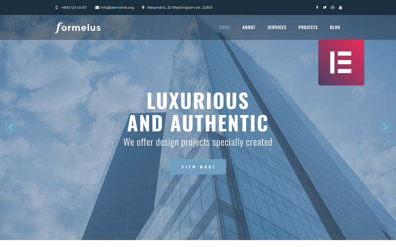 Formelus - Thème Élémentor WordPress moderne polyvalent d'architecture