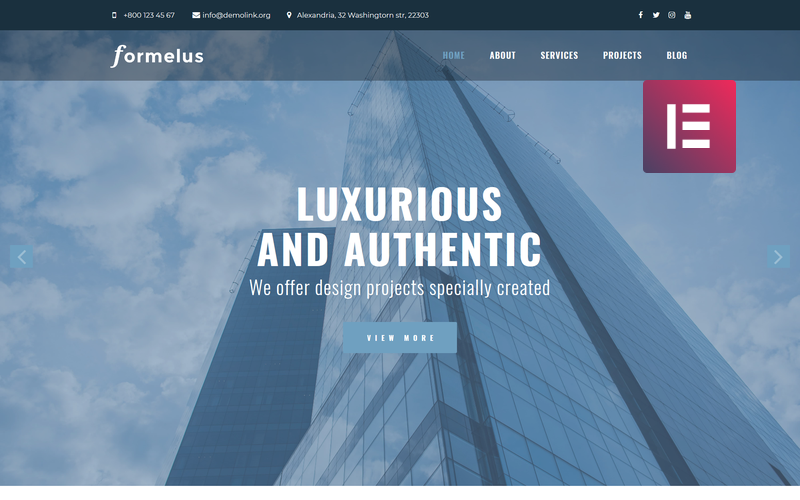 Formelus - Többcélú építészet Modern WordPress Elementor téma