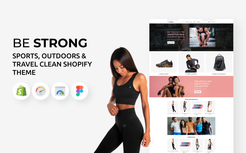坚强-体育，户外和旅行清洁Shopify主题