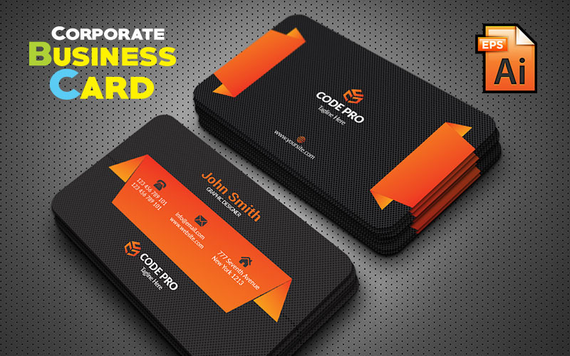 Moderne Schwarz-Orange Visitenkarte - Corporate Identity-Vorlage