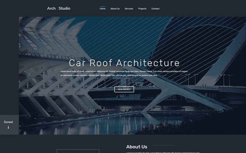 Arch Studio One Page Architecture PSD Template